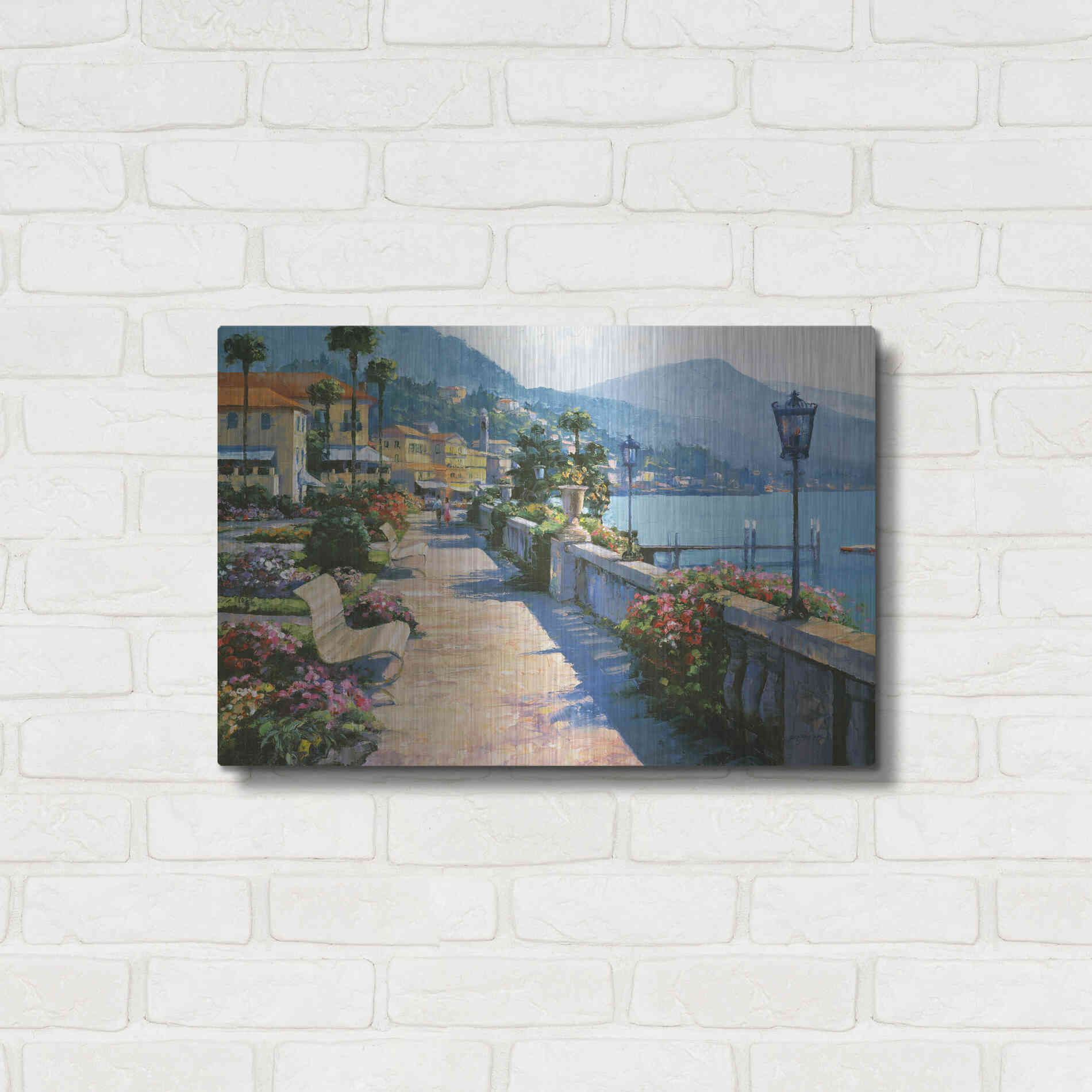 Luxe Metal Art 'Bellagio Promenade' by Howard Behrens Metal Wall Art,24x16