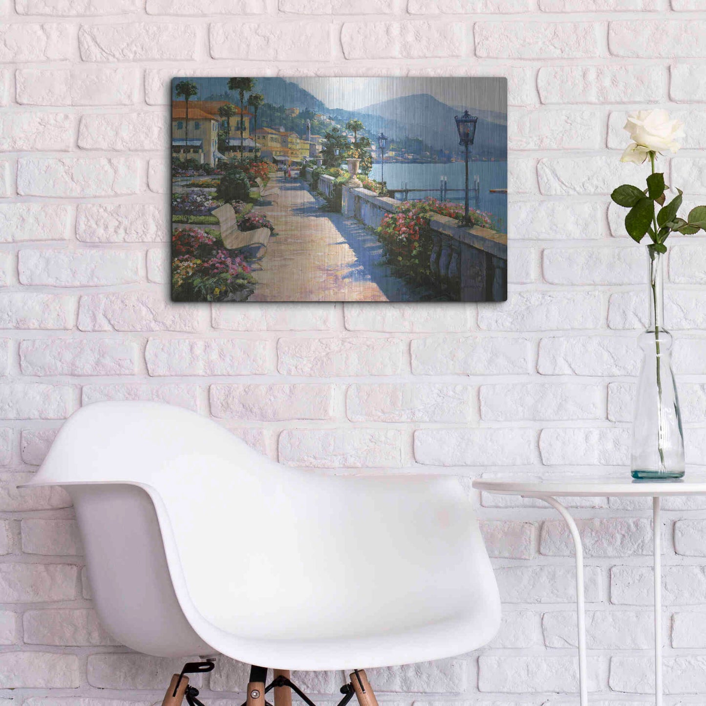 Luxe Metal Art 'Bellagio Promenade' by Howard Behrens Metal Wall Art,24x16