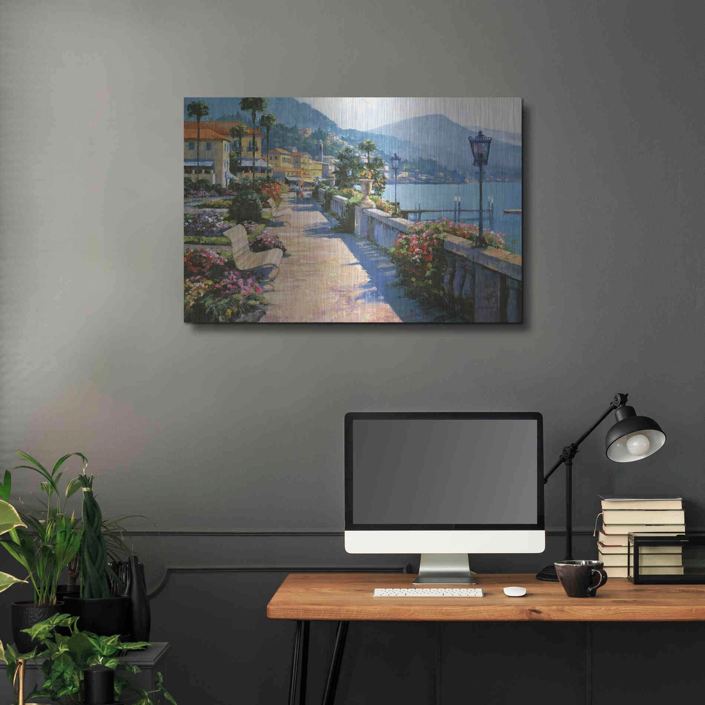 Luxe Metal Art 'Bellagio Promenade' by Howard Behrens Metal Wall Art,36x24