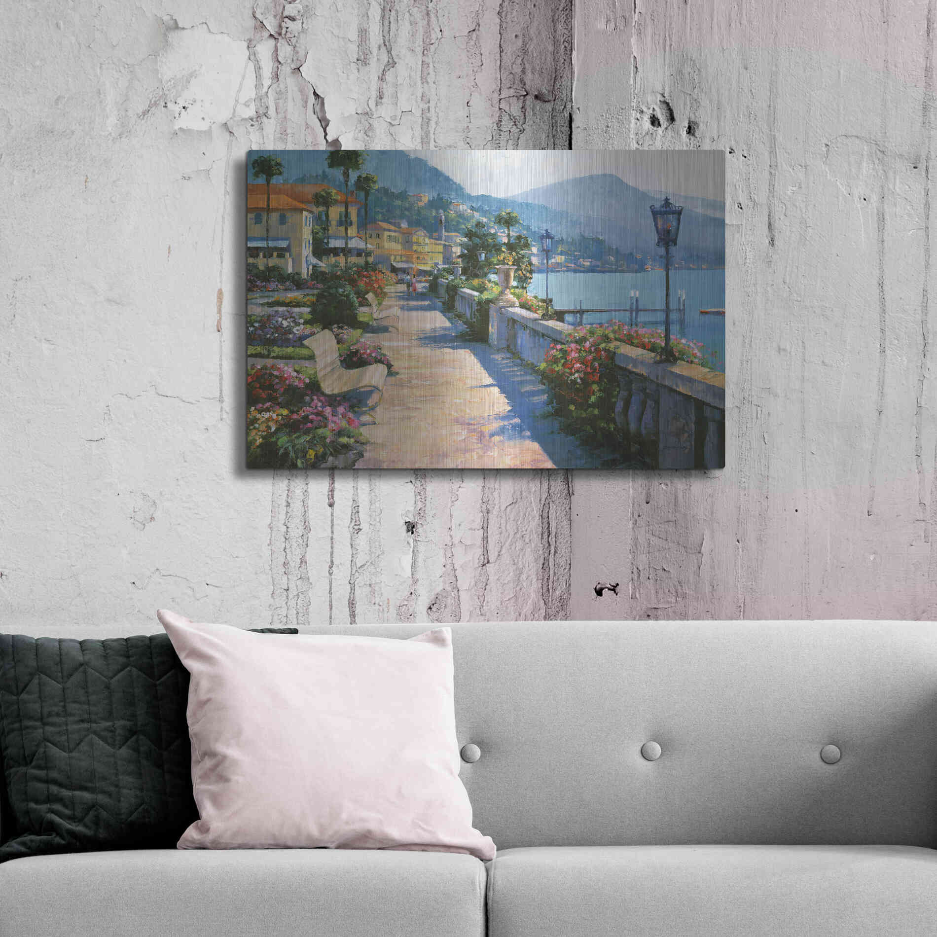 Luxe Metal Art 'Bellagio Promenade' by Howard Behrens Metal Wall Art,36x24