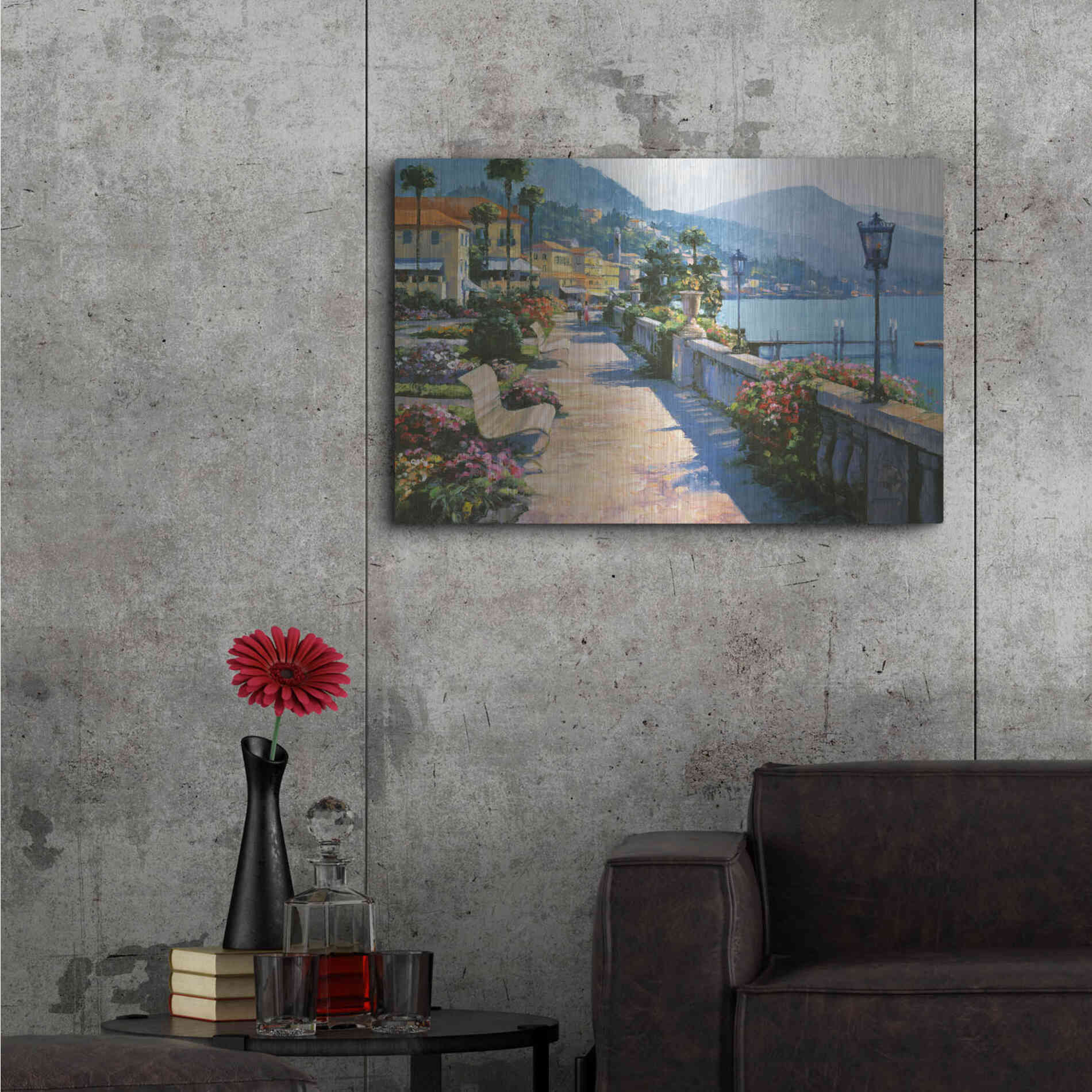 Luxe Metal Art 'Bellagio Promenade' by Howard Behrens Metal Wall Art,36x24