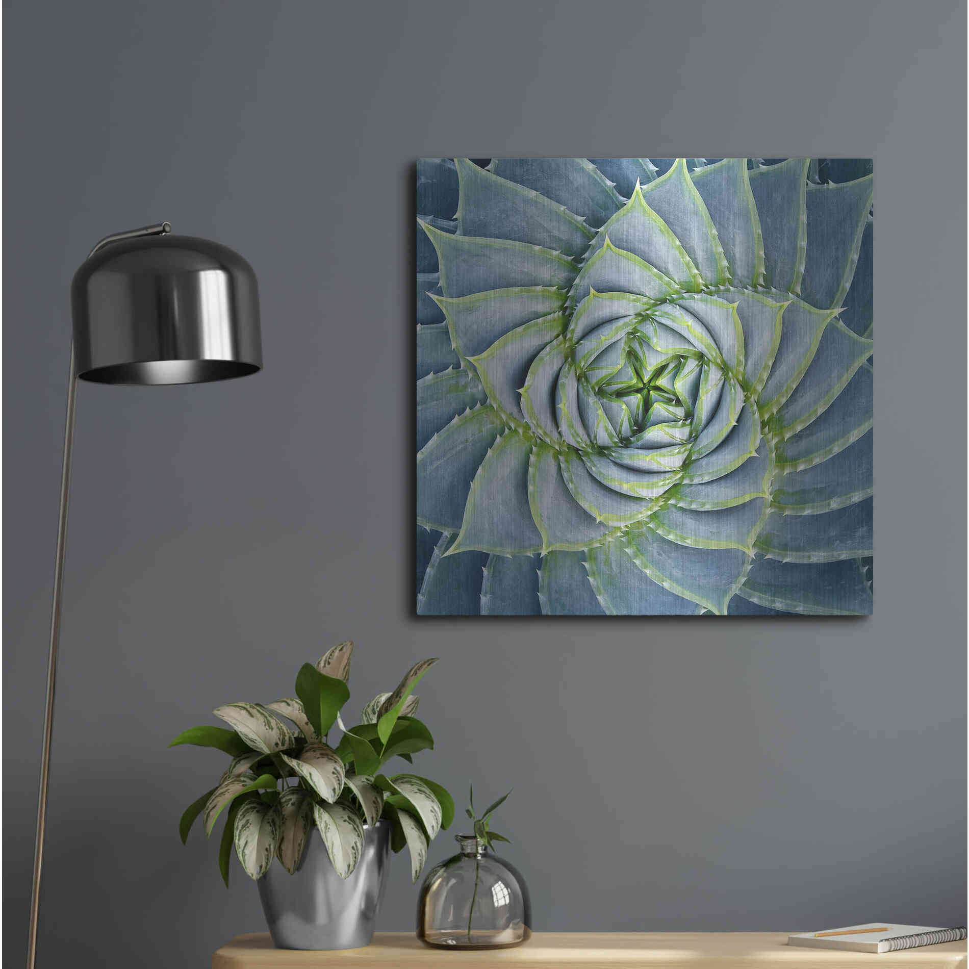 Luxe Metal Art 'Spiral Succulent' by Jan Bell Metal Wall Art,24x24