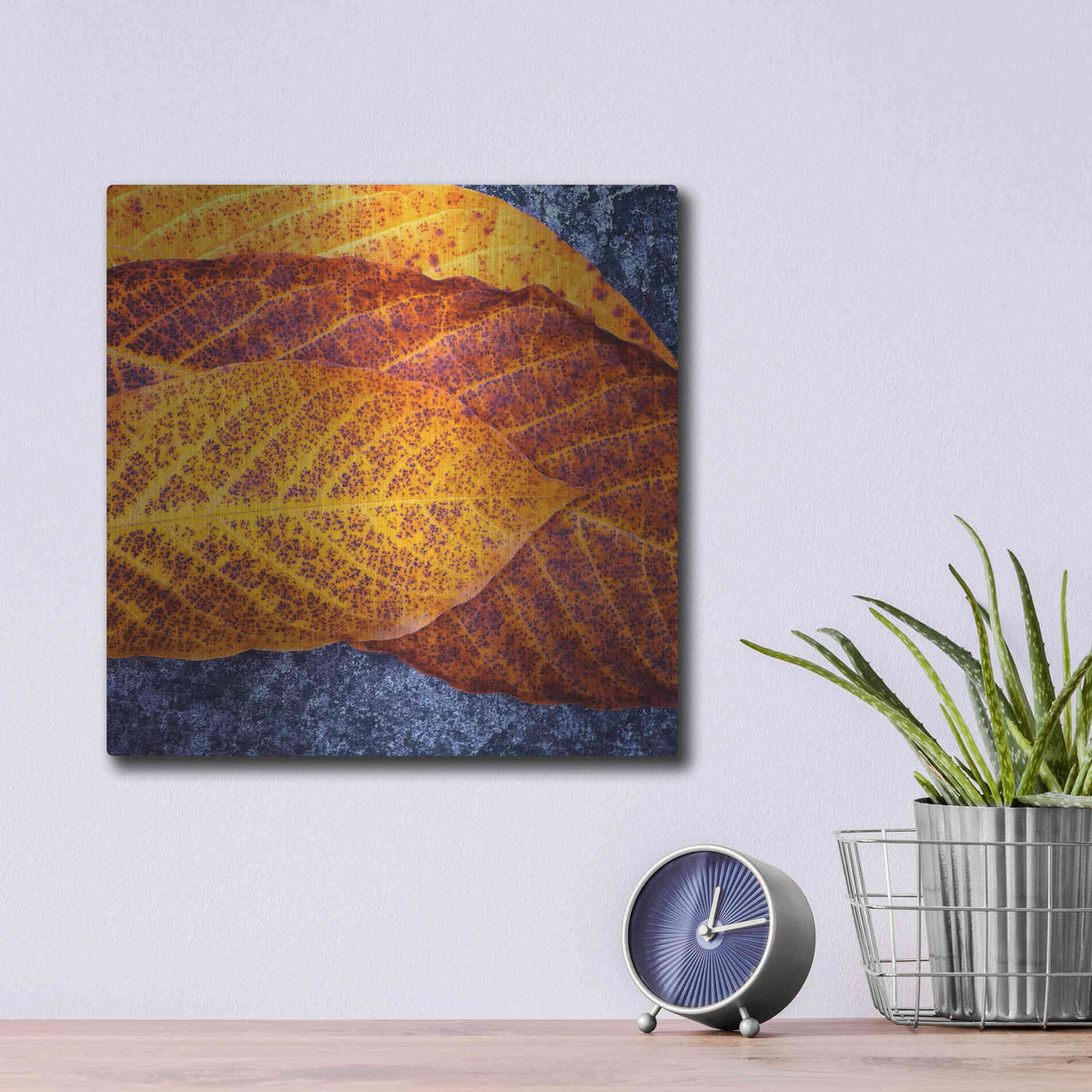 Luxe Metal Art 'Three Leaves' by Jan Bell Metal Wall Art,12x12