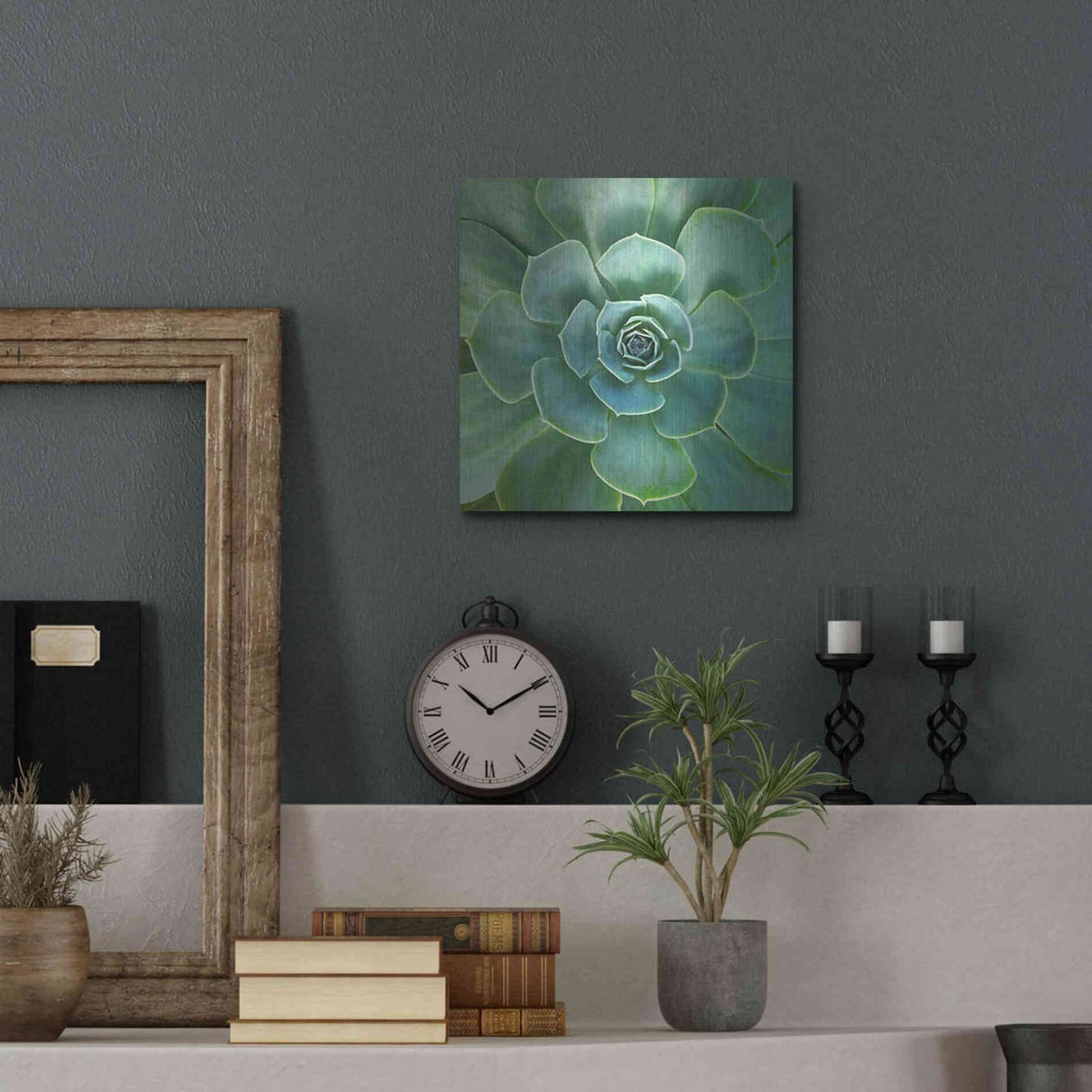 Luxe Metal Art 'Glowing Succulent' by Jan Bell Metal Wall Art,12x12