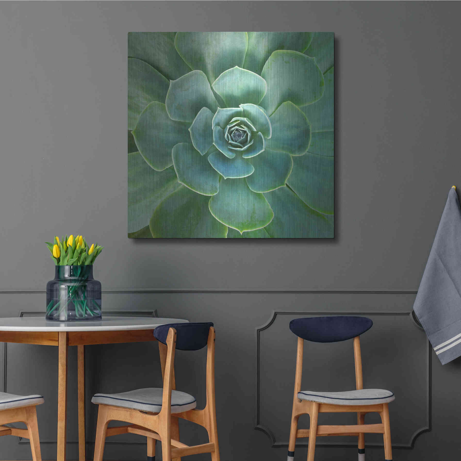 Luxe Metal Art 'Glowing Succulent' by Jan Bell Metal Wall Art,36x36