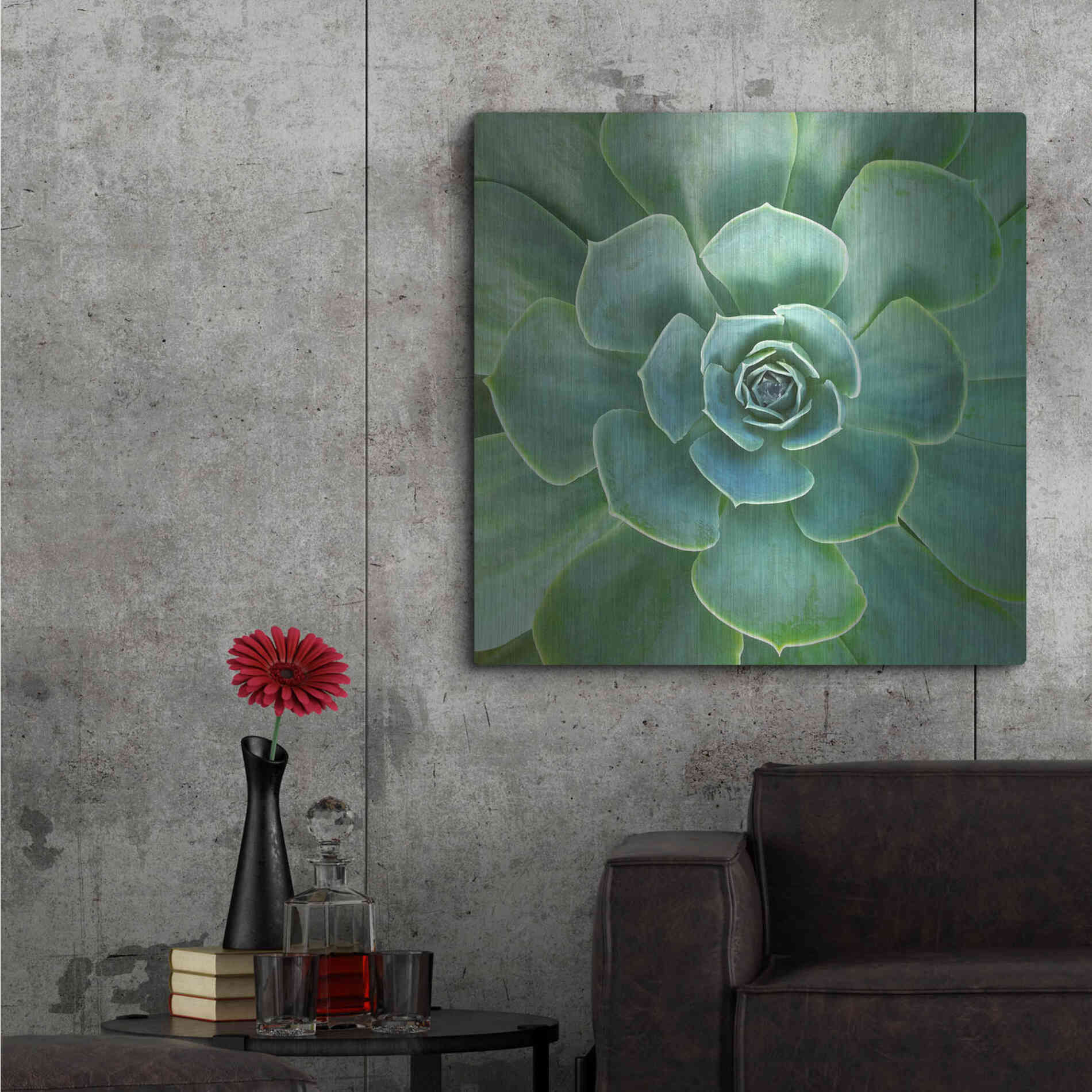 Luxe Metal Art 'Glowing Succulent' by Jan Bell Metal Wall Art,36x36