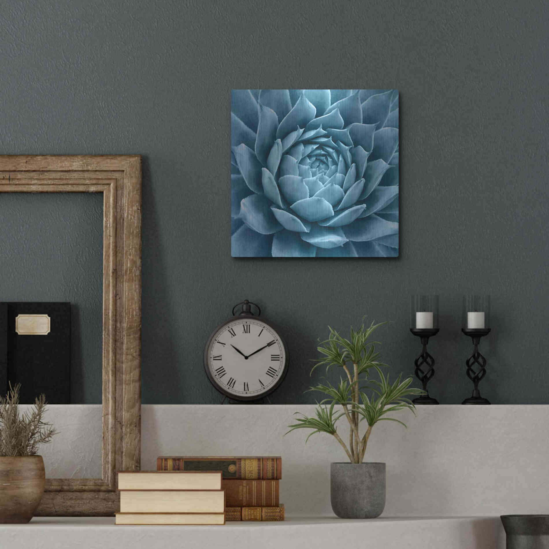 Luxe Metal Art 'Silvery Blue Agave' by Jan Bell Metal Wall Art,12x12