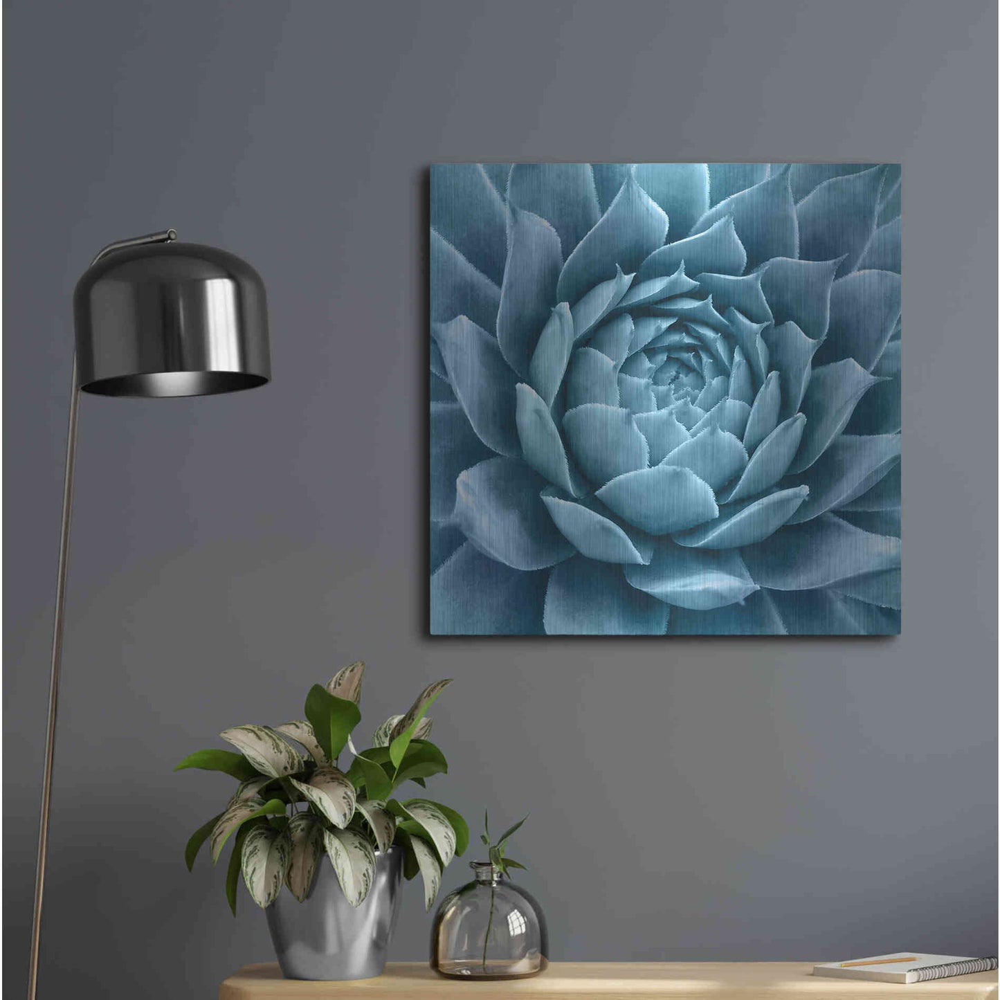 Luxe Metal Art 'Silvery Blue Agave' by Jan Bell Metal Wall Art,24x24