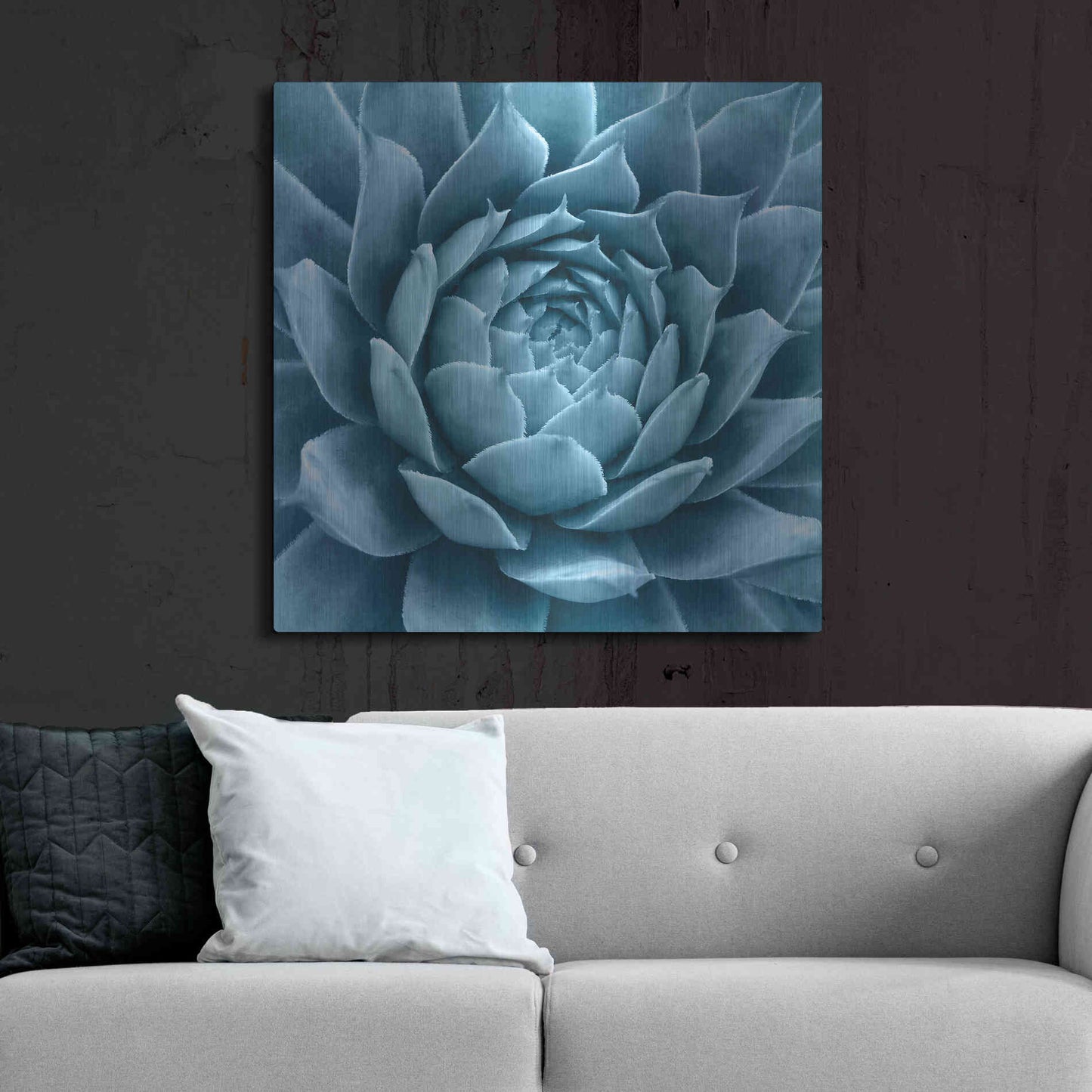 Luxe Metal Art 'Silvery Blue Agave' by Jan Bell Metal Wall Art,36x36