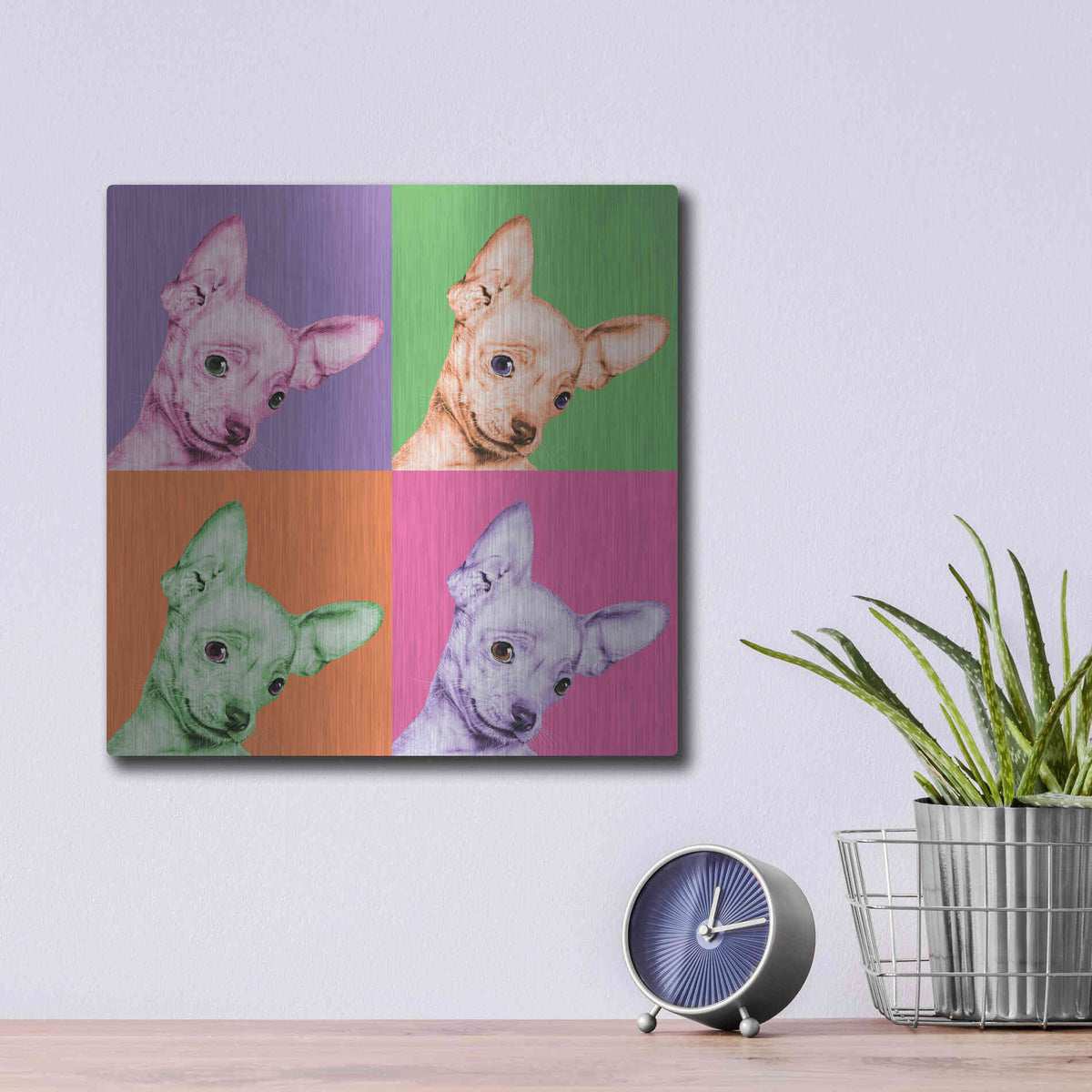 Luxe Metal Art 'Sweet Chihuahua Pop' by Jon Bertelli Metal Wall Art,12x12
