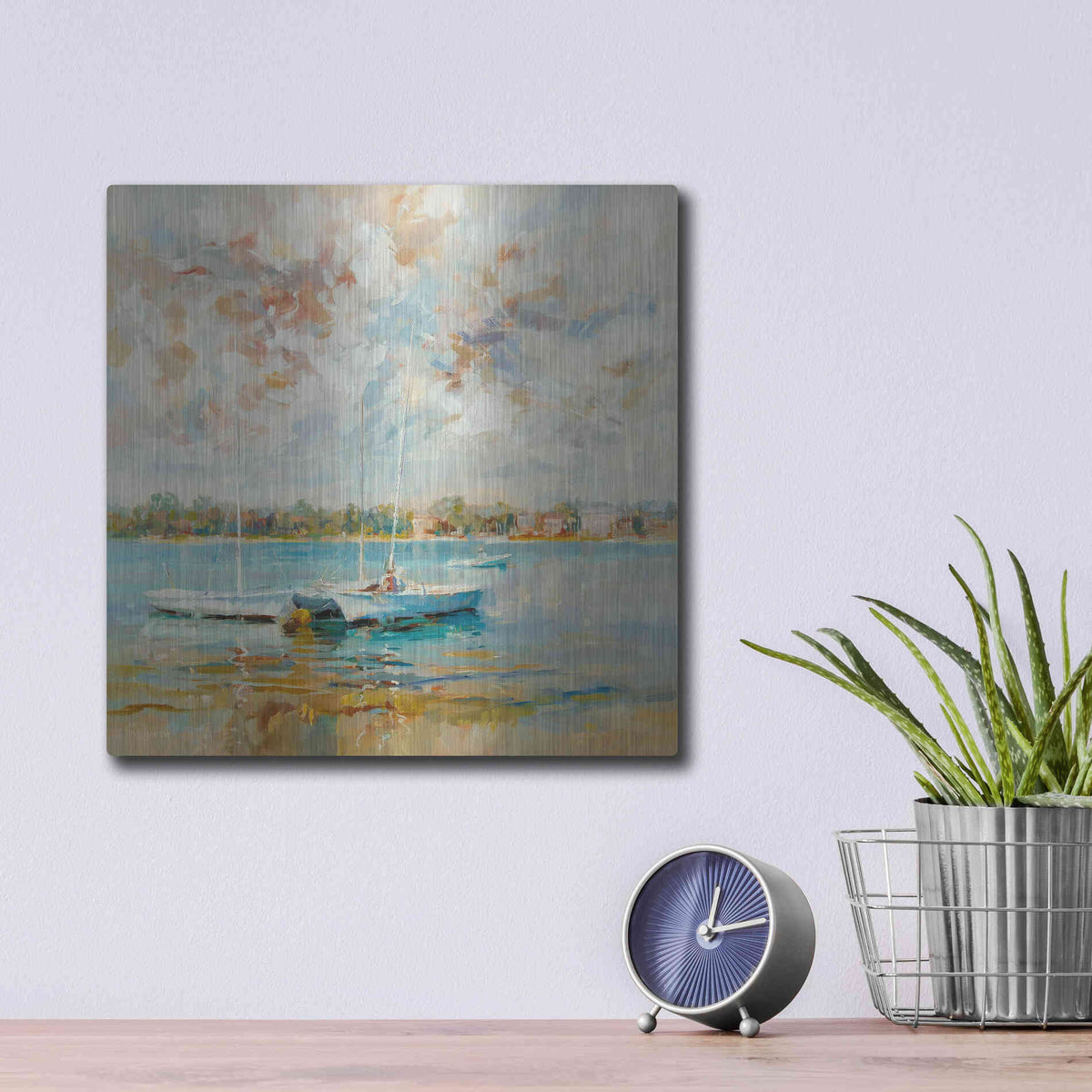 Luxe Metal Art 'At Water?s Edge' by Kasia Bruniany Metal Wall Art,12x12