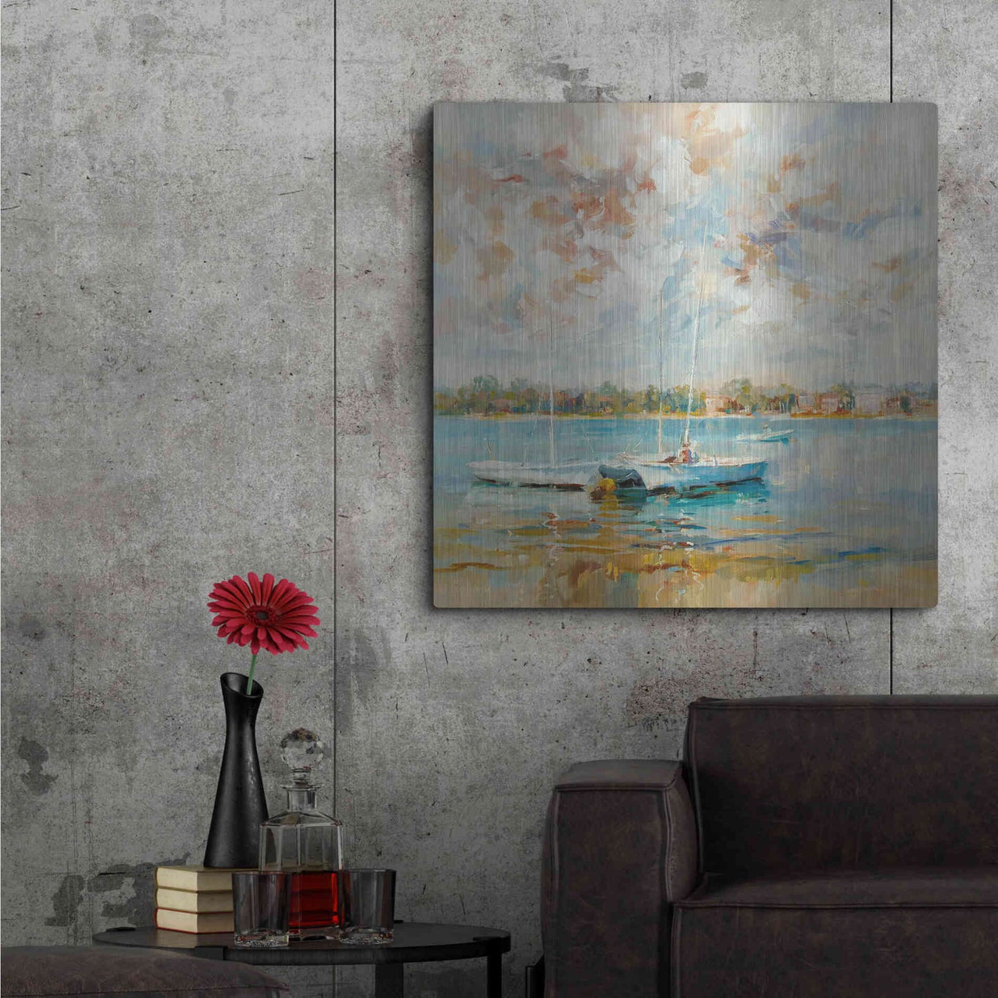 Luxe Metal Art 'At Water?s Edge' by Kasia Bruniany Metal Wall Art,36x36