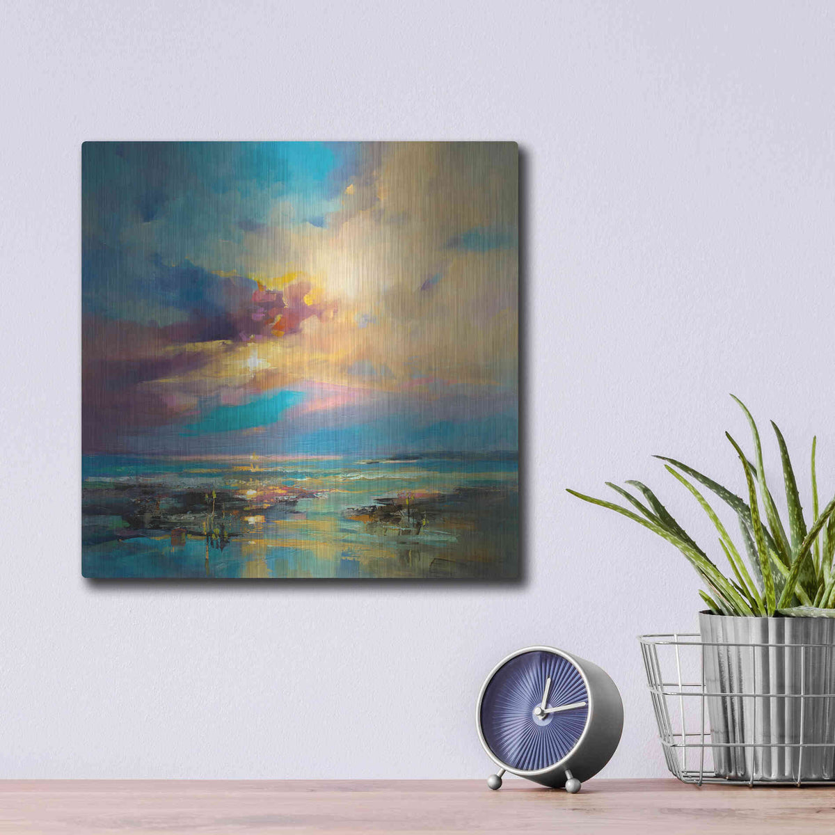 Luxe Metal Art 'Before Nightfall' by Kasia Bruniany Metal Wall Art,12x12