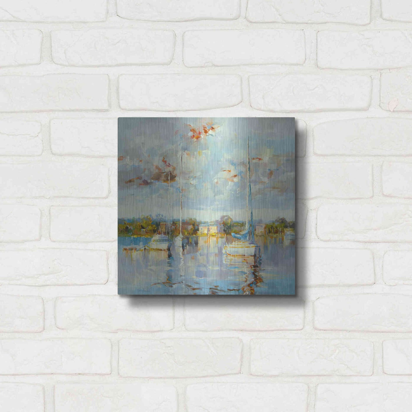 Luxe Metal Art 'Coastal Calm' by Kasia Bruniany Metal Wall Art,12x12