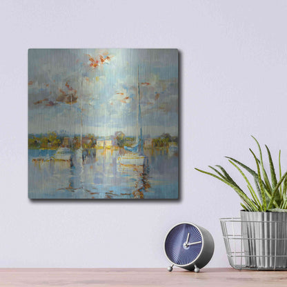 Luxe Metal Art 'Coastal Calm' by Kasia Bruniany Metal Wall Art,12x12