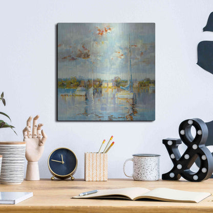 Luxe Metal Art 'Coastal Calm' by Kasia Bruniany Metal Wall Art,12x12