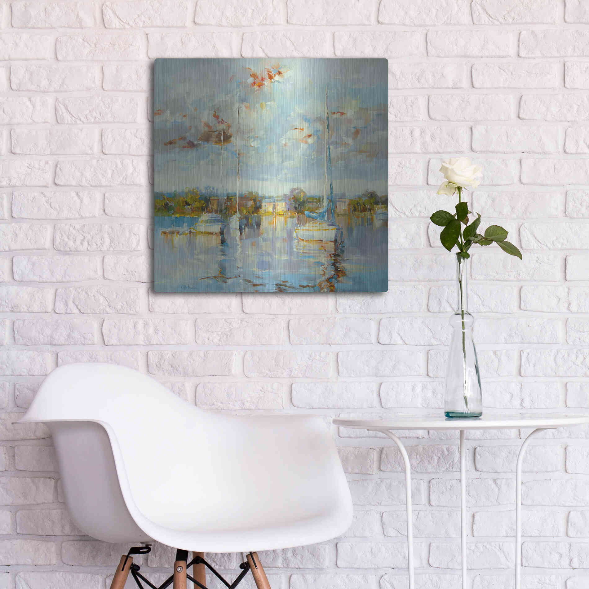 Luxe Metal Art 'Coastal Calm' by Kasia Bruniany Metal Wall Art,24x24