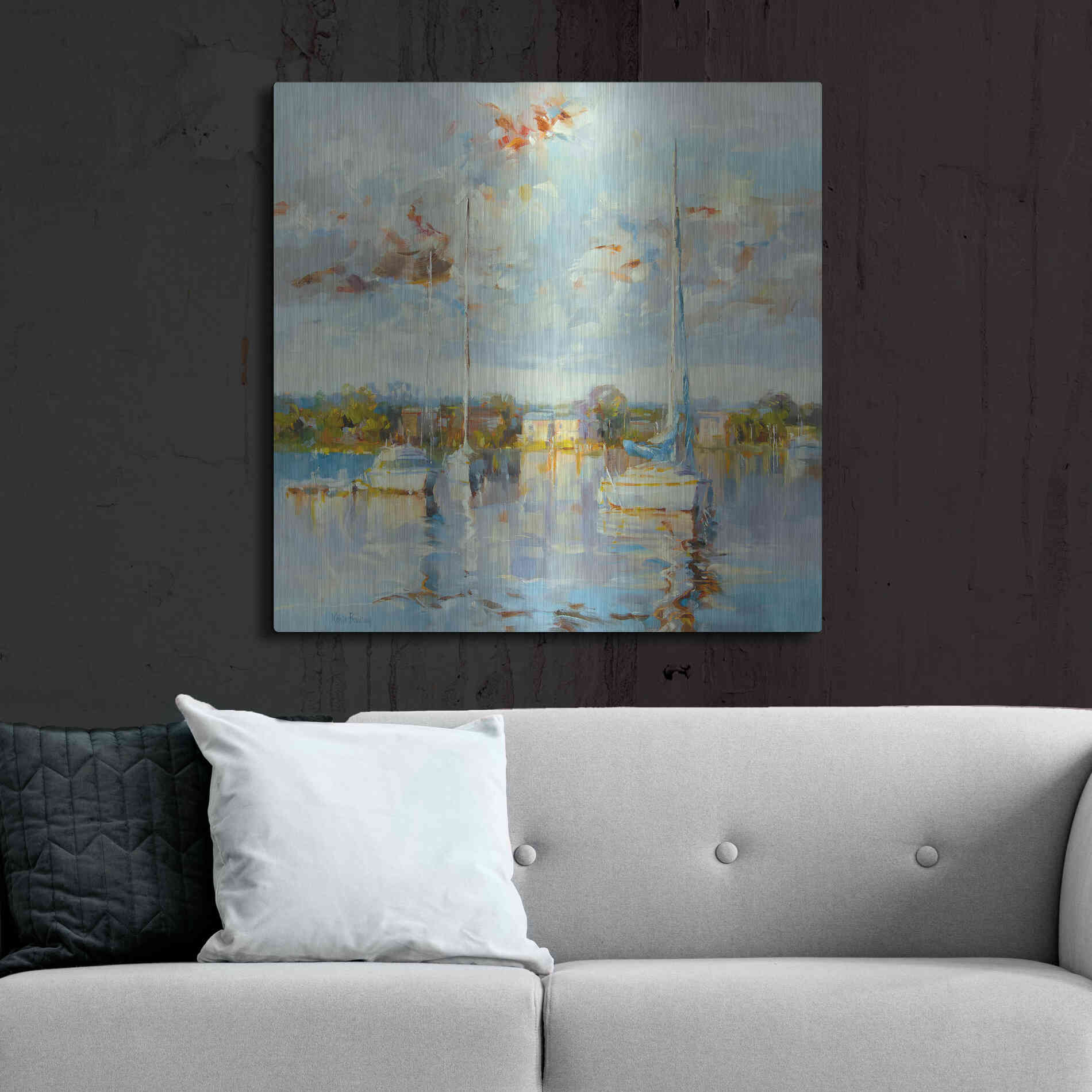 Luxe Metal Art 'Coastal Calm' by Kasia Bruniany Metal Wall Art,36x36