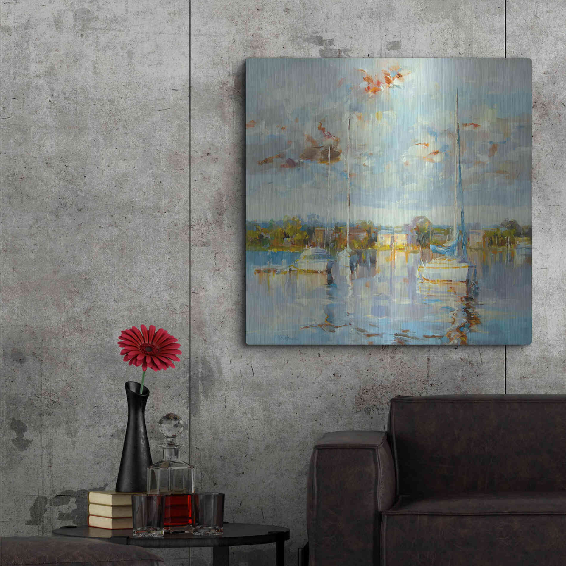 Luxe Metal Art 'Coastal Calm' by Kasia Bruniany Metal Wall Art,36x36