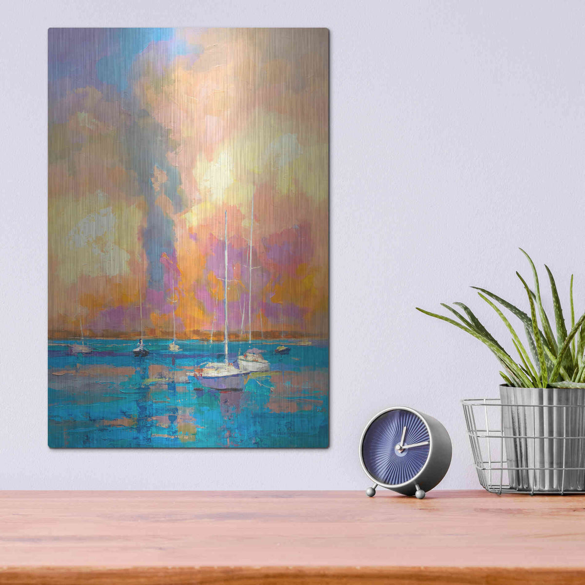 Luxe Metal Art 'Evening On The Bay' by Kasia Bruniany Metal Wall Art,12x16