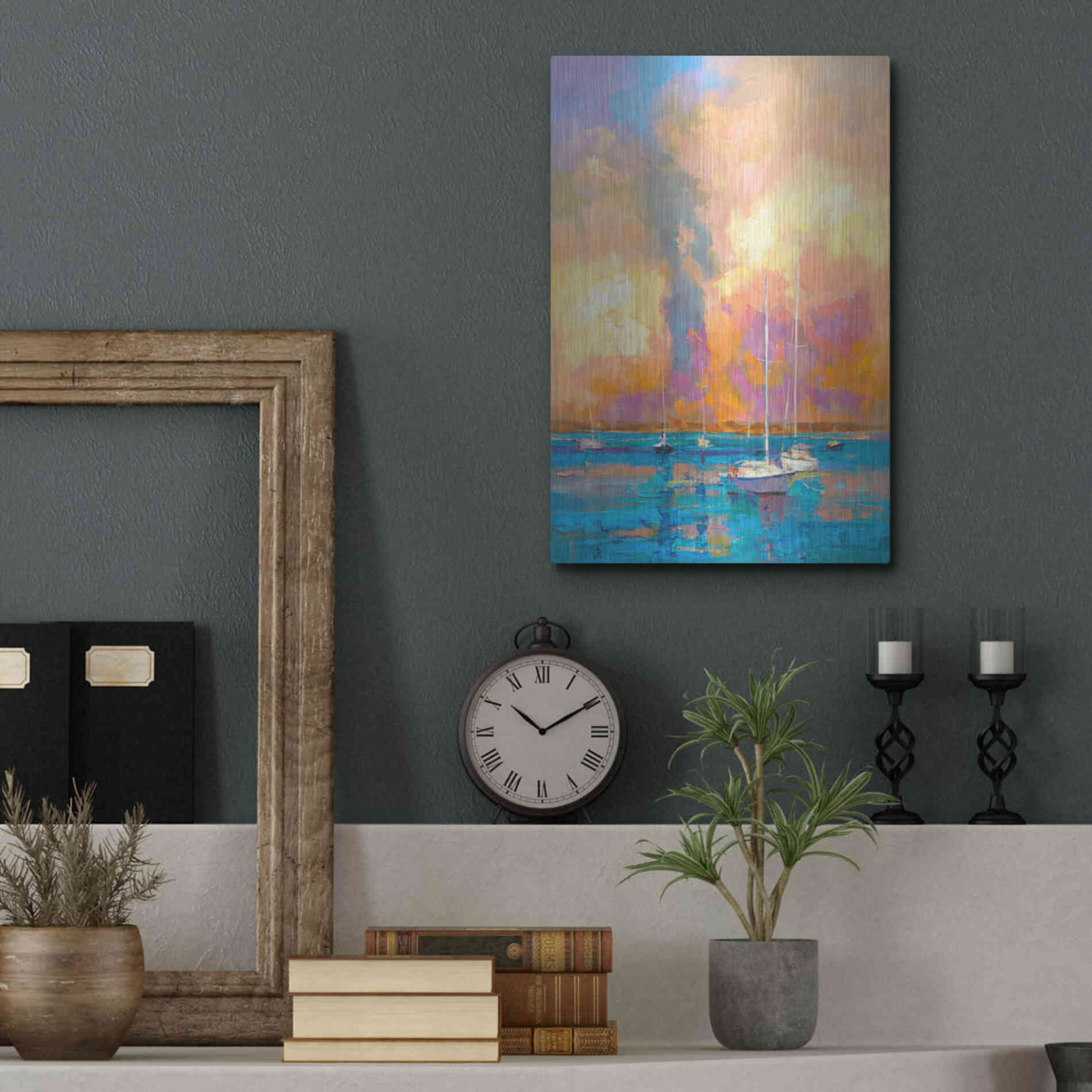 Luxe Metal Art 'Evening On The Bay' by Kasia Bruniany Metal Wall Art,12x16
