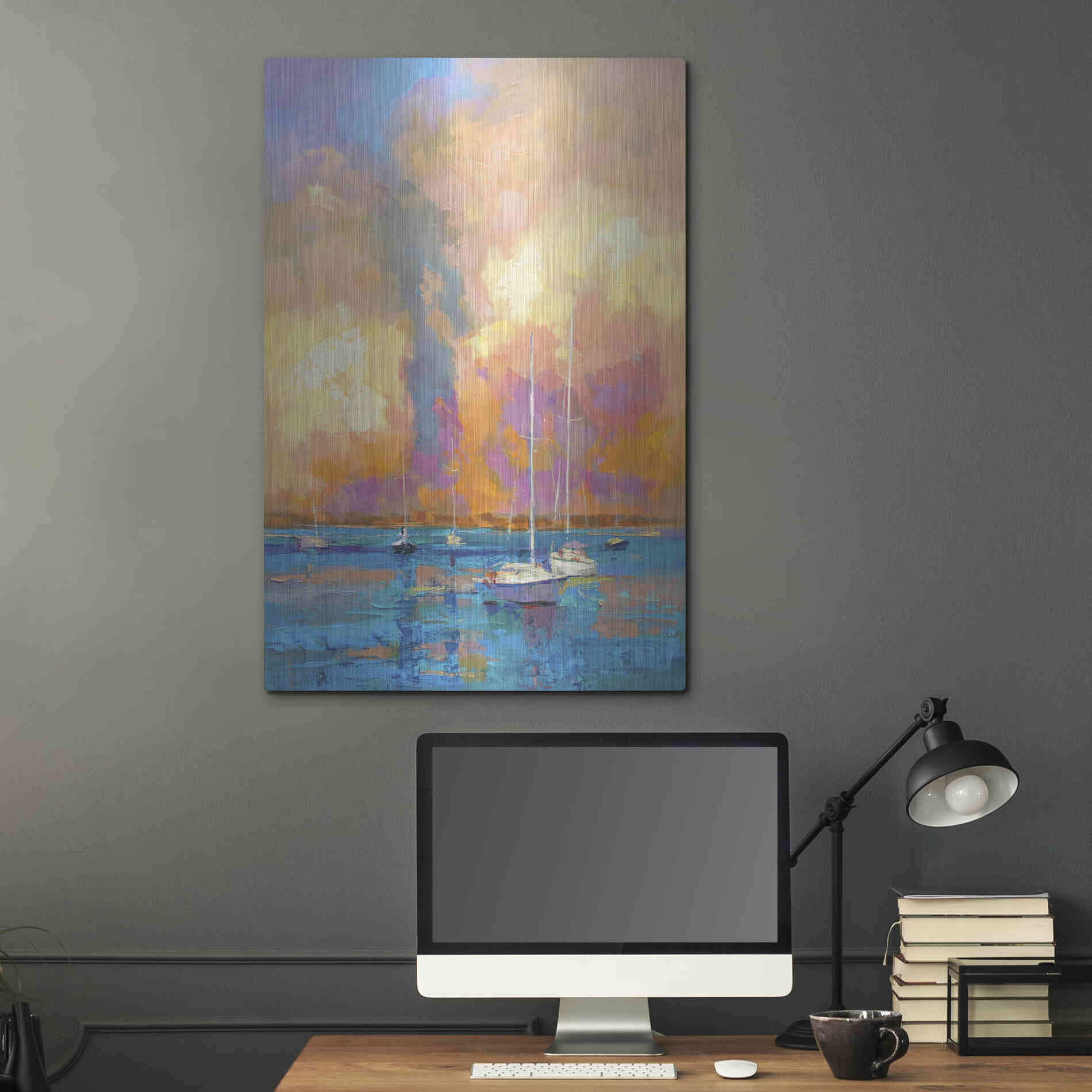 Luxe Metal Art 'Evening On The Bay' by Kasia Bruniany Metal Wall Art,24x36