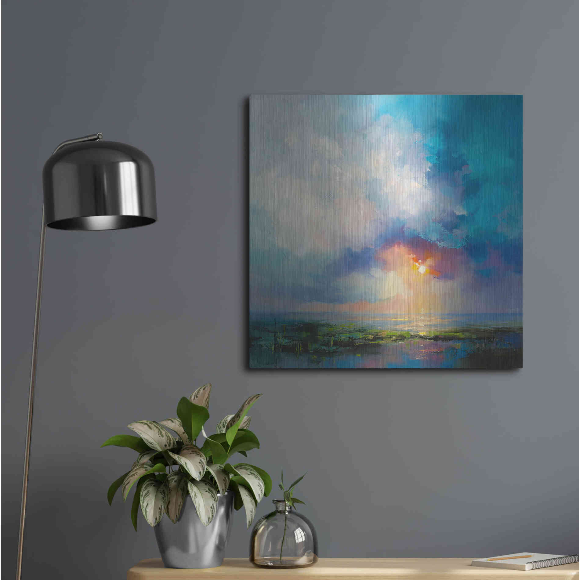 Luxe Metal Art 'Morning Mist' by Kasia Bruniany Metal Wall Art,24x24