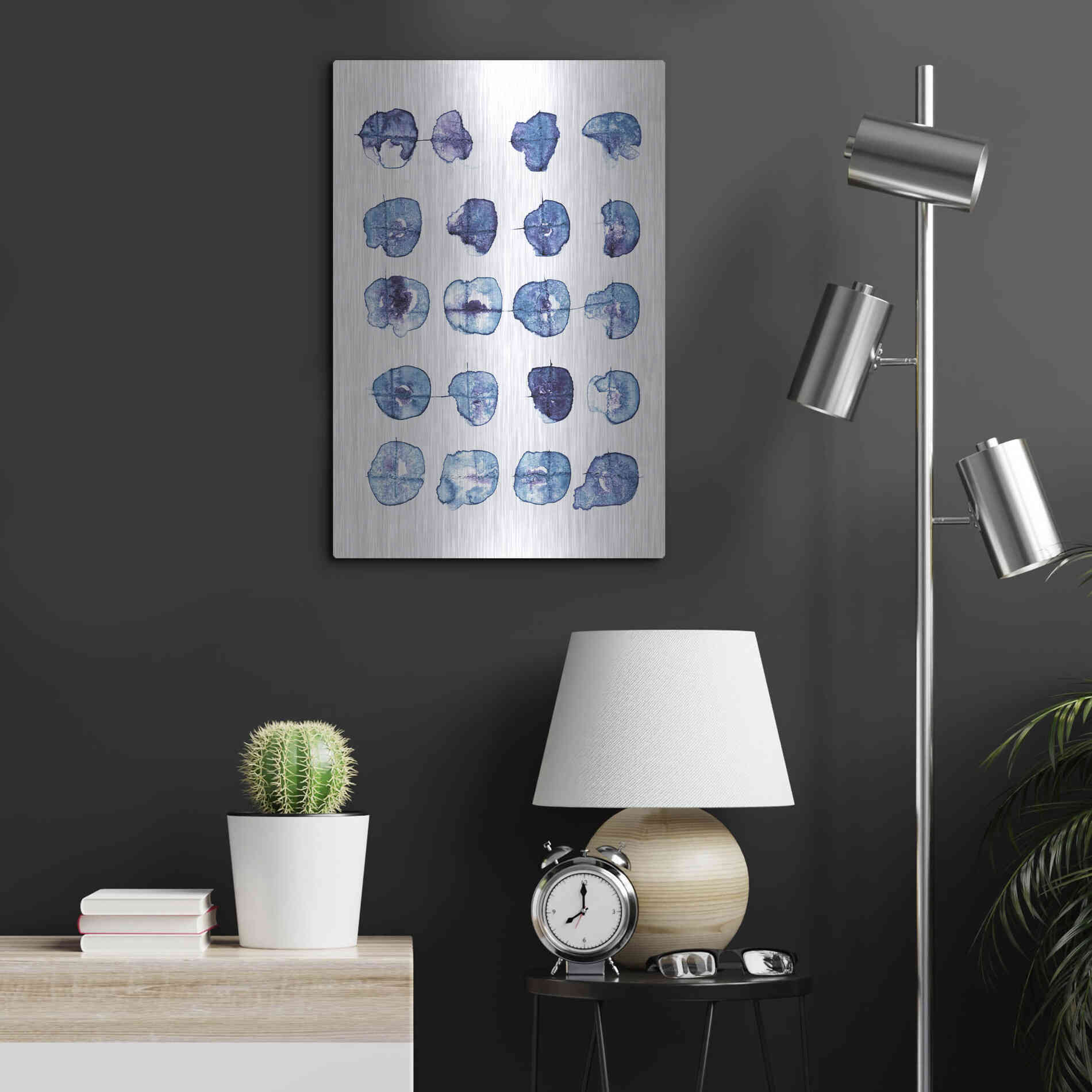 Luxe Metal Art 'Indigo Pattern' by Lesia Binkin Metal Wall Art,16x24