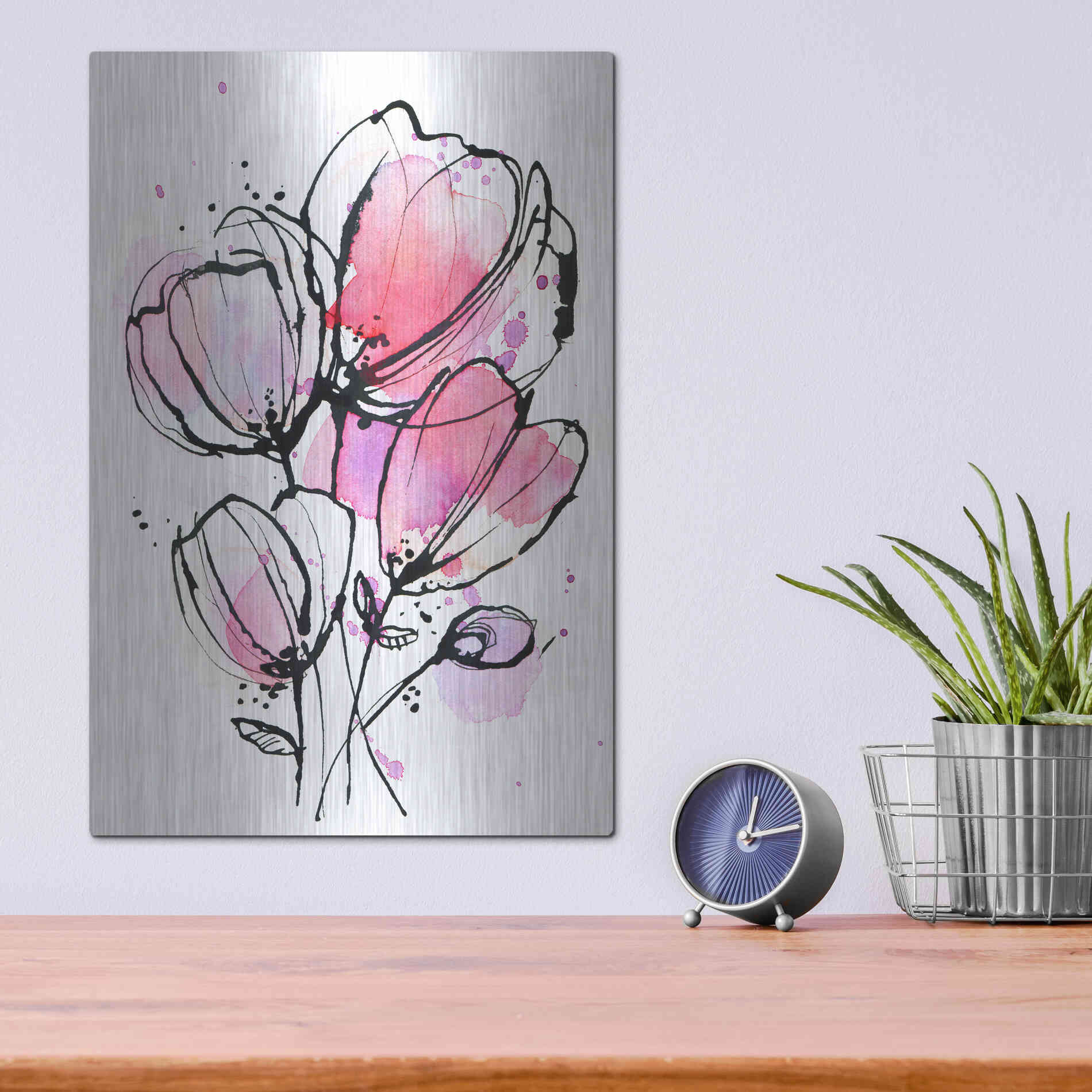 Luxe Metal Art 'Pink Mod 1' by Lesia Binkin Metal Wall Art,12x16