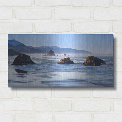 Luxe Metal Art 'Cannon Beach' by Michael Broom Metal Wall Art,24x12