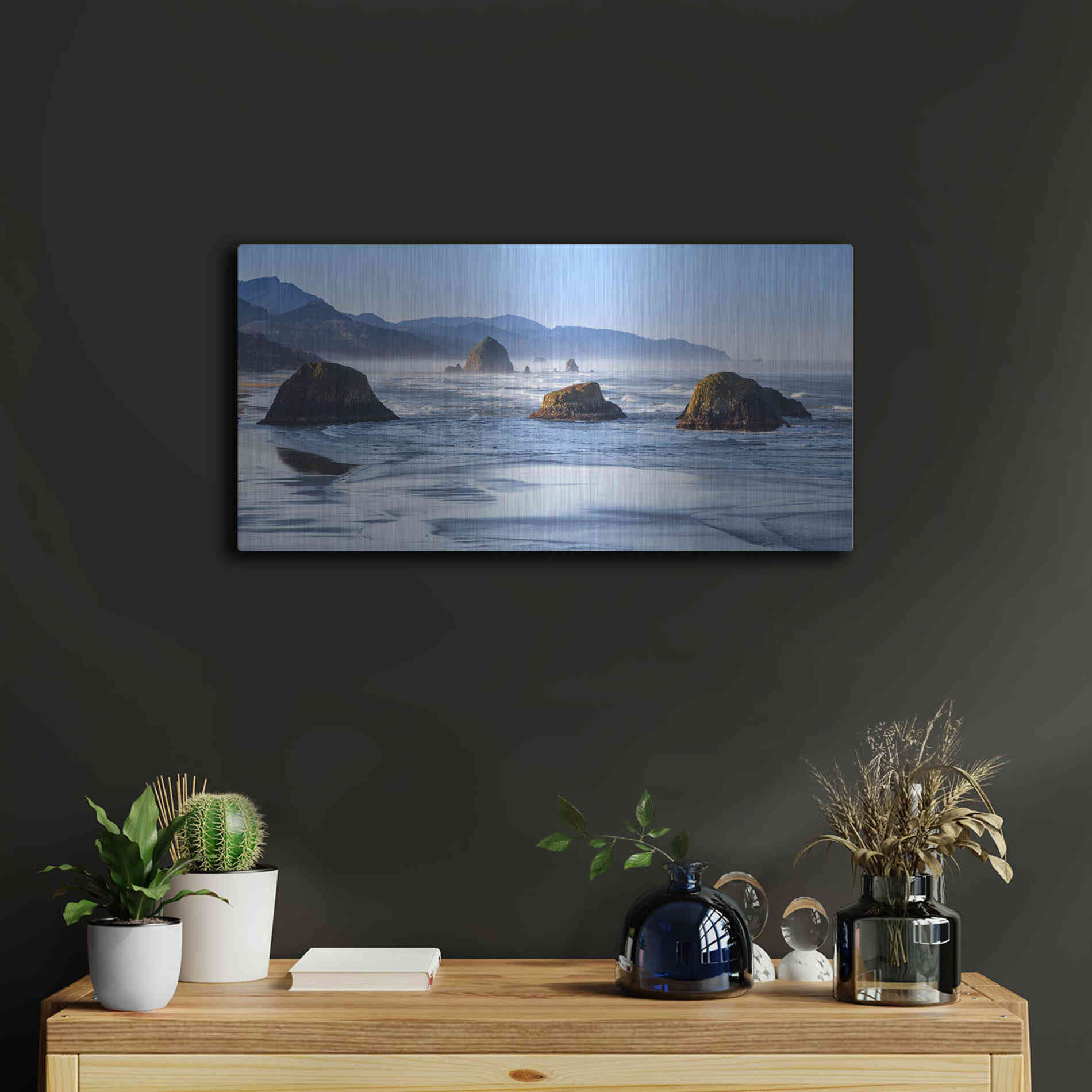 Luxe Metal Art 'Cannon Beach' by Michael Broom Metal Wall Art,24x12