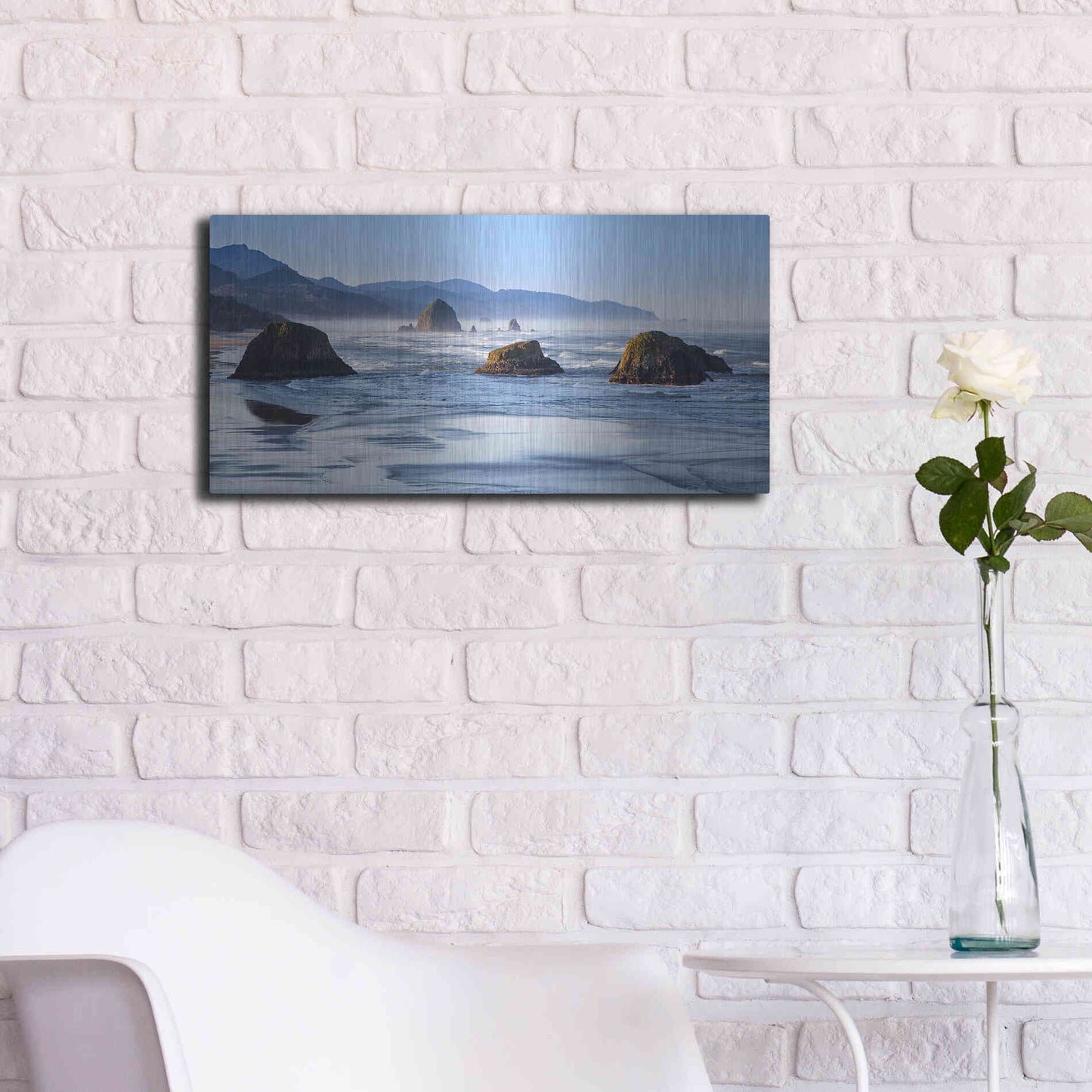 Luxe Metal Art 'Cannon Beach' by Michael Broom Metal Wall Art,24x12