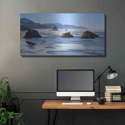 Luxe Metal Art 'Cannon Beach' by Michael Broom Metal Wall Art,48x24