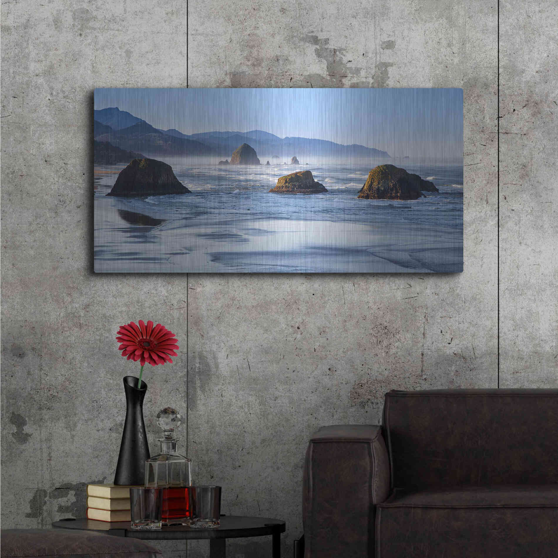 Luxe Metal Art 'Cannon Beach' by Michael Broom Metal Wall Art,48x24