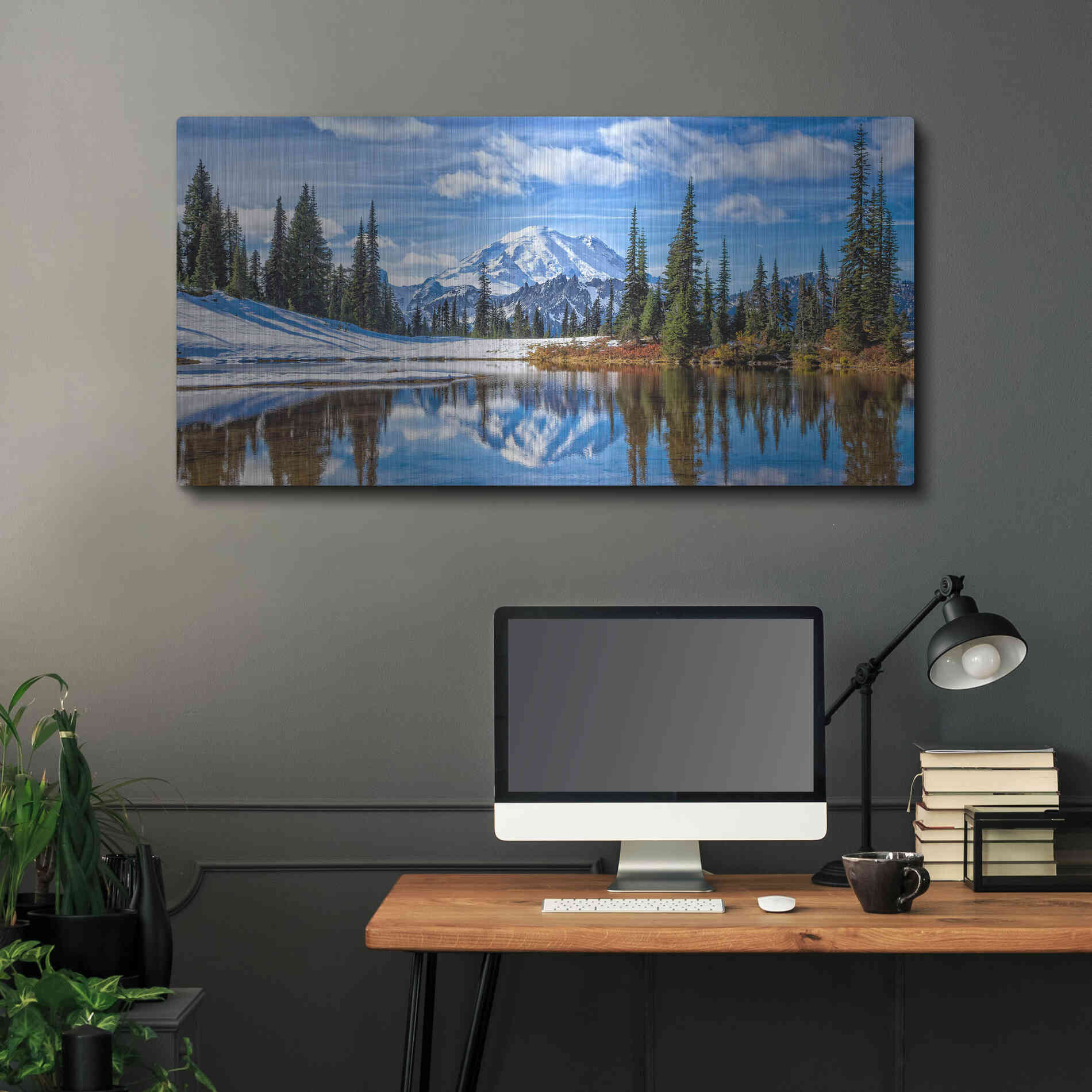 Luxe Metal Art 'Mt. Rainier Vista' by Michael Broom Metal Wall Art,48x24