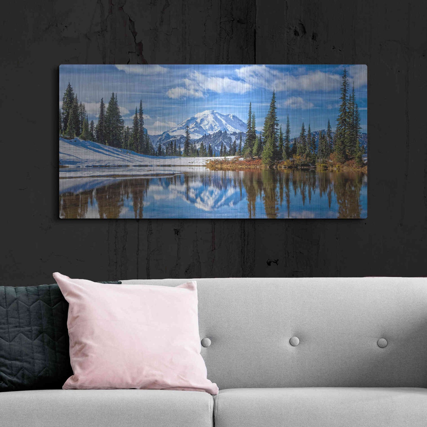 Luxe Metal Art 'Mt. Rainier Vista' by Michael Broom Metal Wall Art,48x24