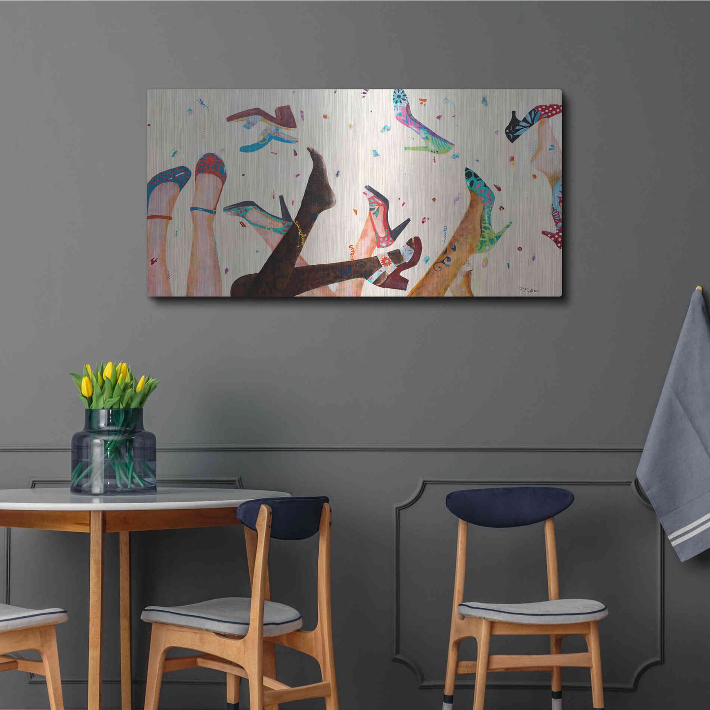 Luxe Metal Art 'Opening Day at the Salon' by Pamela K. Beer Metal Wall Art,48x24