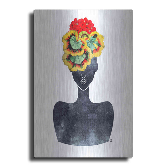 Luxe Metal Art 'Flower Crown Silhouette IV' by Tabitha Brown Metal Wall Art