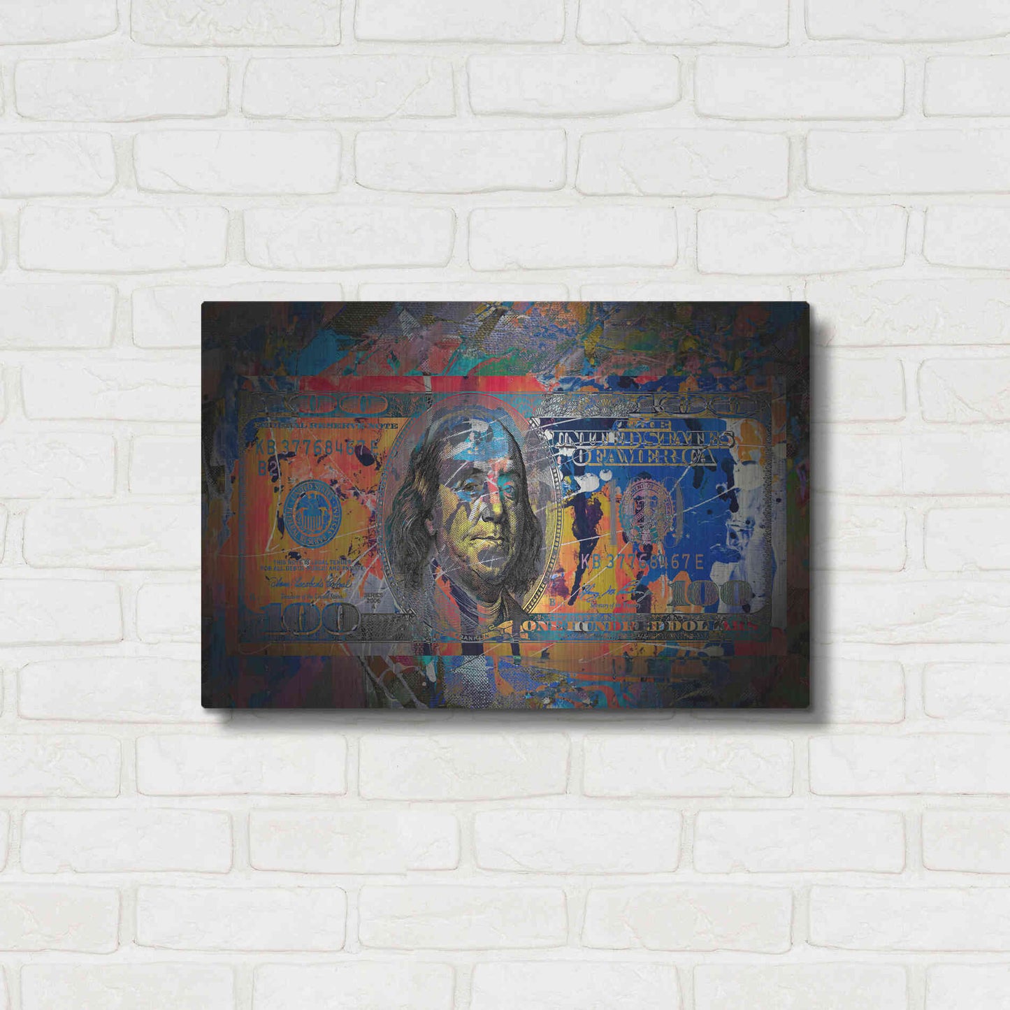 Luxe Metal Art 'Benjamin's Hundreds ' by Epic Portfolio Metal Wall Art,24x16