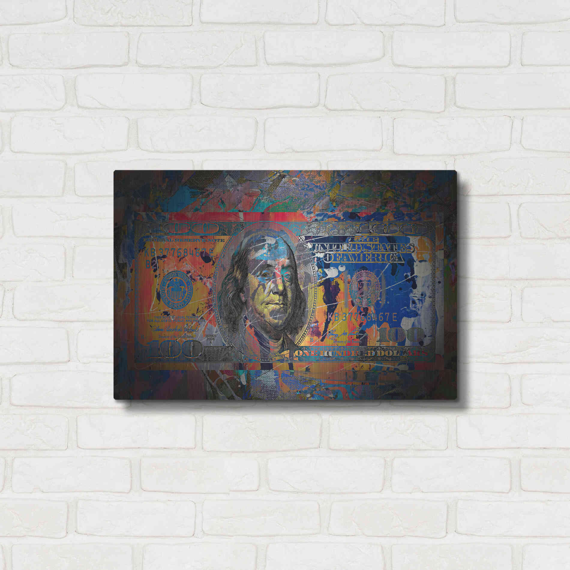 Luxe Metal Art 'Benjamin's Hundreds ' by Epic Portfolio Metal Wall Art,24x16