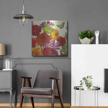 Luxe Metal Art 'Butterfly Flower Scatter II' by Carol Rowan, Metal Wall Art,24x24