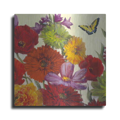 Luxe Metal Art 'Butterfly Flower Scatter II' by Carol Rowan, Metal Wall Art