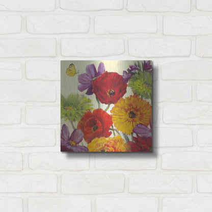 Luxe Metal Art 'Butterfly Flower Scatter III' by Carol Rowan, Metal Wall Art,12x12