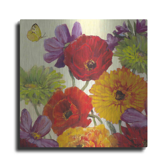Luxe Metal Art 'Butterfly Flower Scatter III' by Carol Rowan, Metal Wall Art