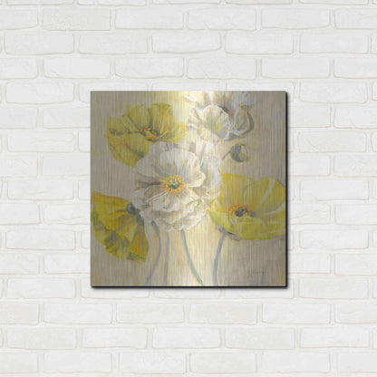 Luxe Metal Art 'Gold And White Contemporary Poppies I' by Carol Rowan, Metal Wall Art,24x24