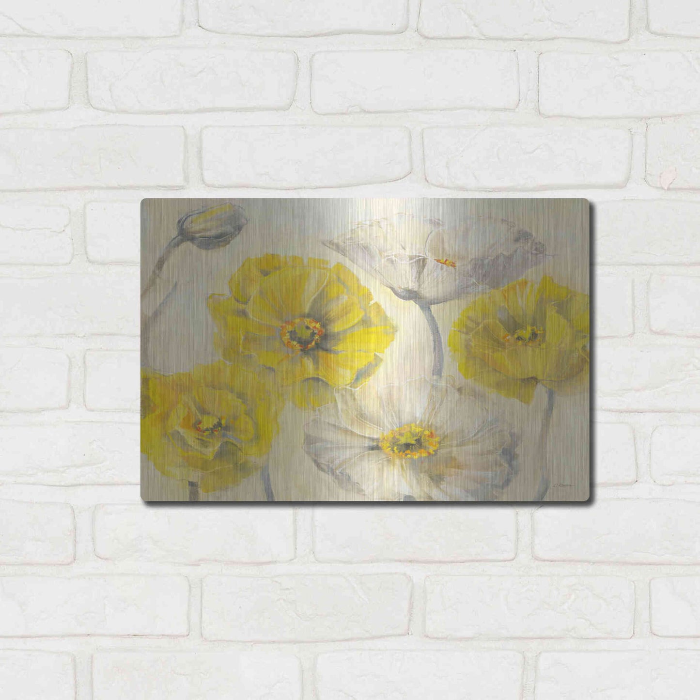 Luxe Metal Art 'Comtemporary Poppies I' by Carol Rowan, Metal Wall Art,16x12