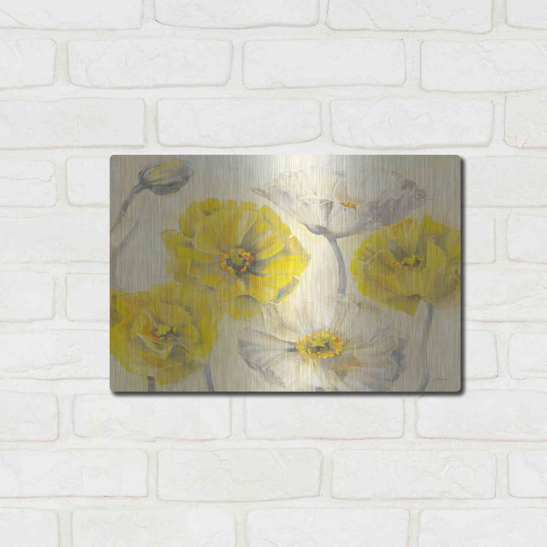 Luxe Metal Art 'Comtemporary Poppies I' by Carol Rowan, Metal Wall Art,16x12