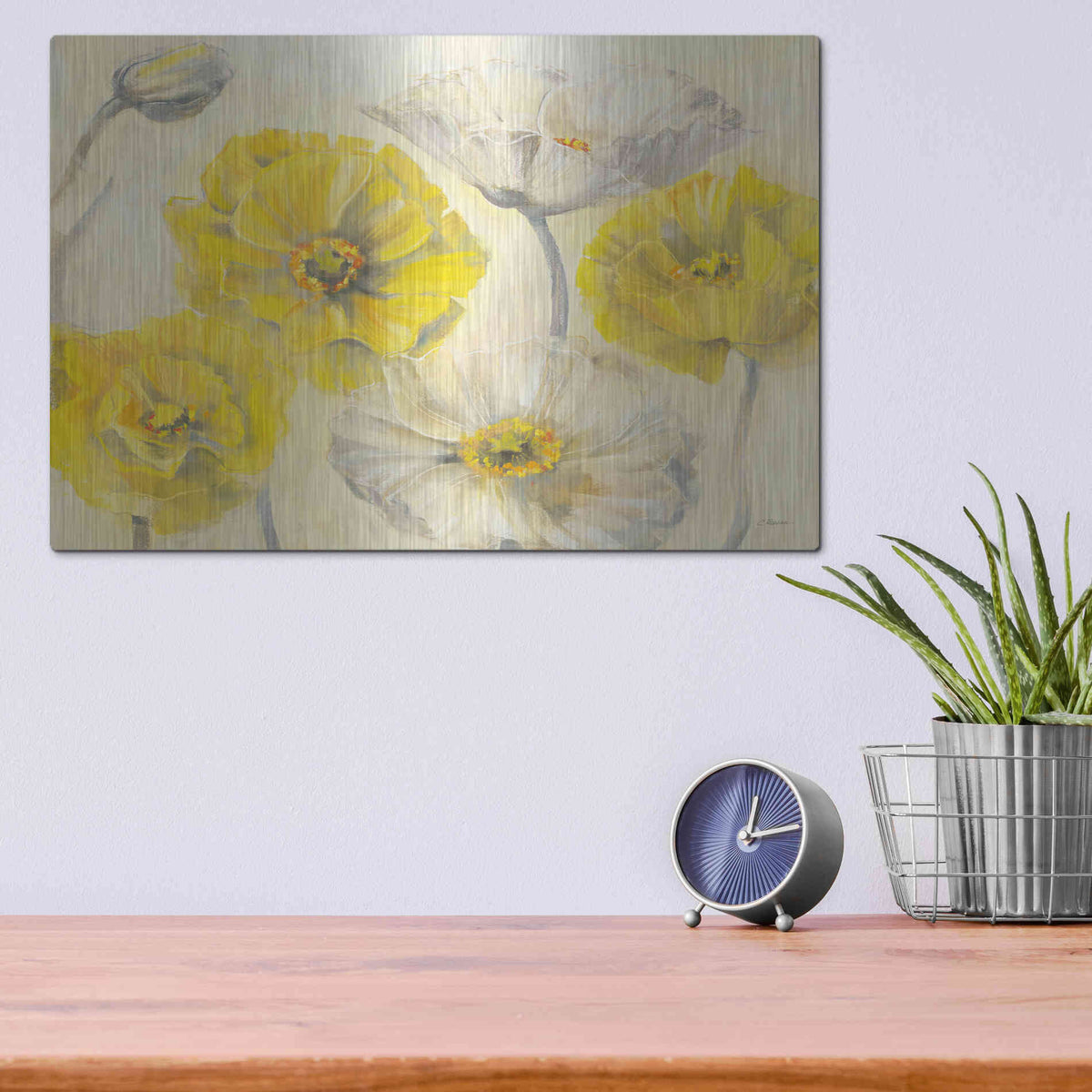 Luxe Metal Art 'Comtemporary Poppies I' by Carol Rowan, Metal Wall Art,16x12
