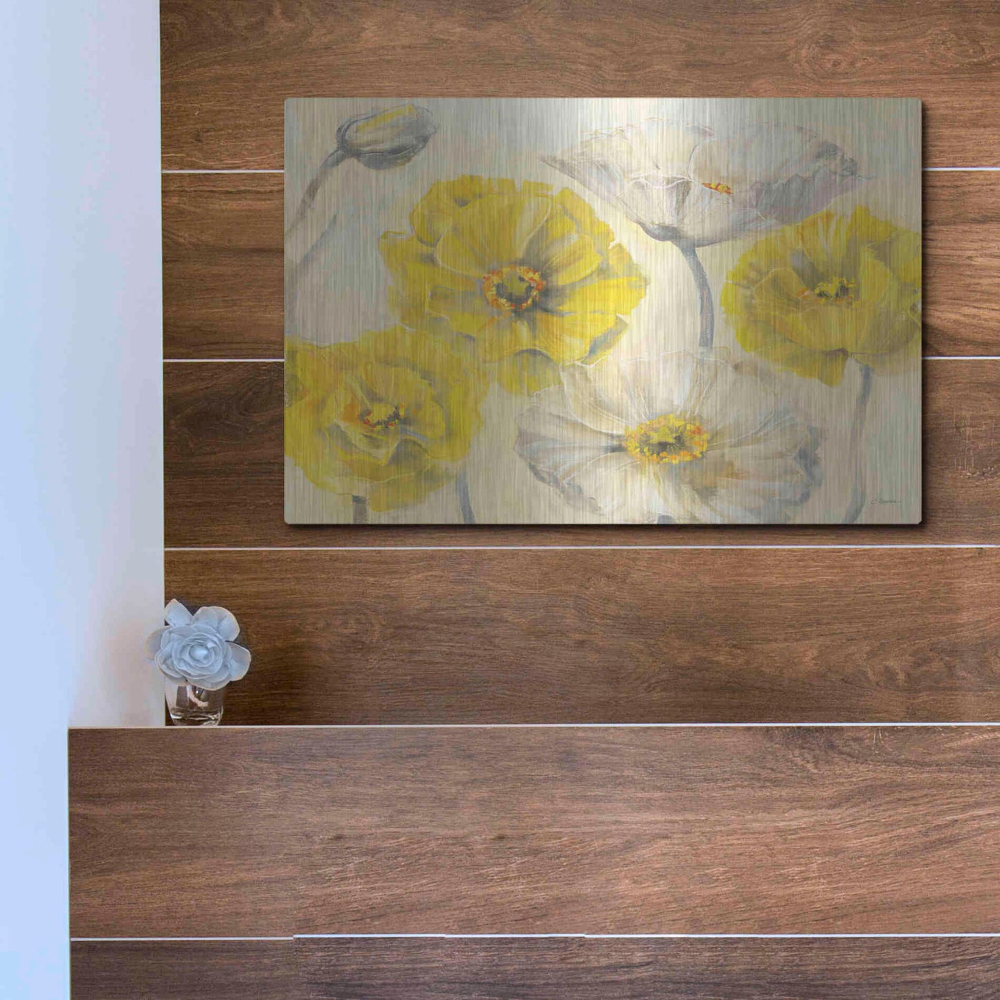 Luxe Metal Art 'Comtemporary Poppies I' by Carol Rowan, Metal Wall Art,16x12