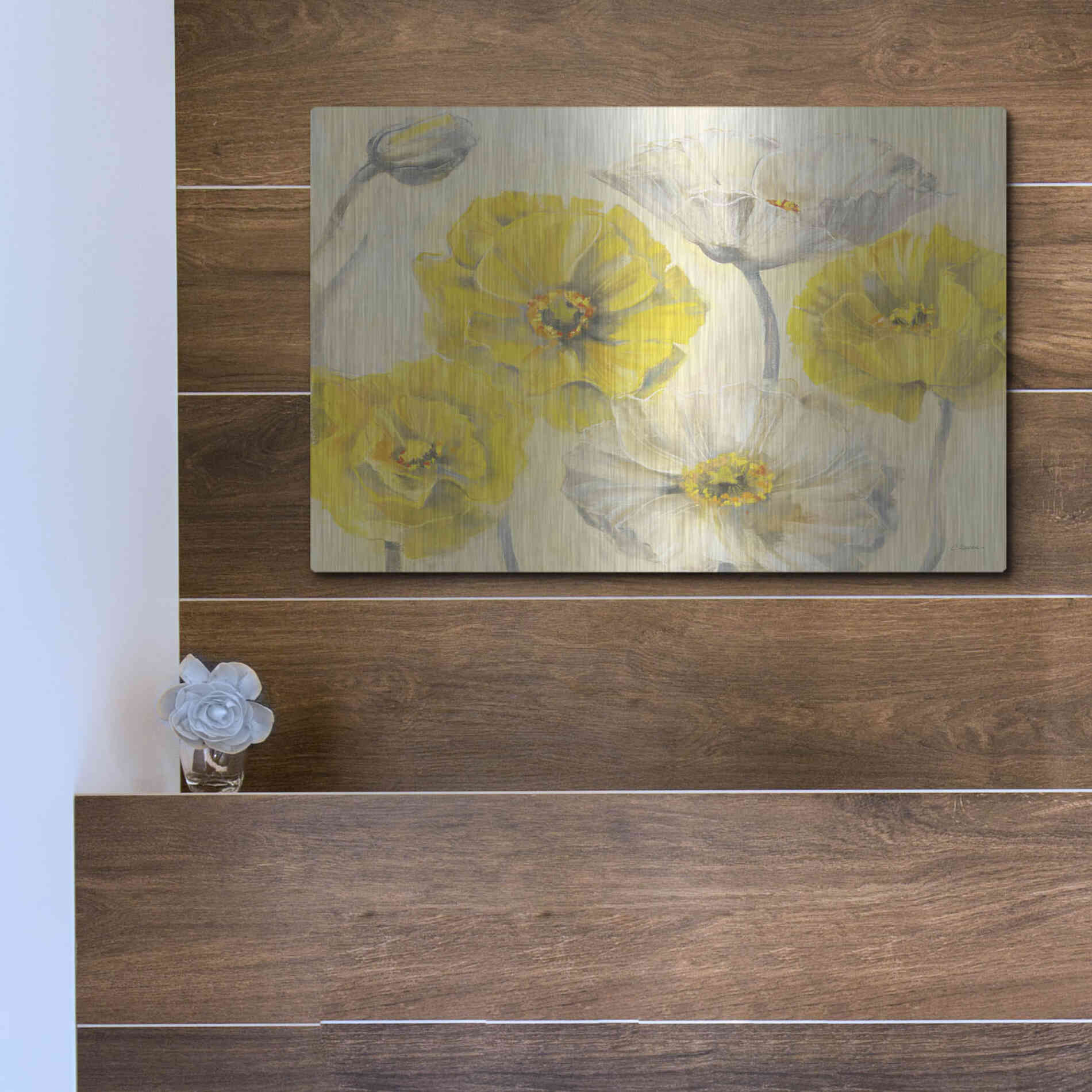 Luxe Metal Art 'Comtemporary Poppies I' by Carol Rowan, Metal Wall Art,16x12